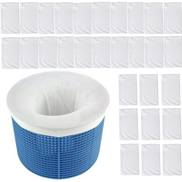White 【25-Pack】 Universal Pool Skimmer Socks Perfect Savers for Filters Baskets and Skimmers Cleans Debris Pool Filter Socks for In-Ground and Above Ground Pools